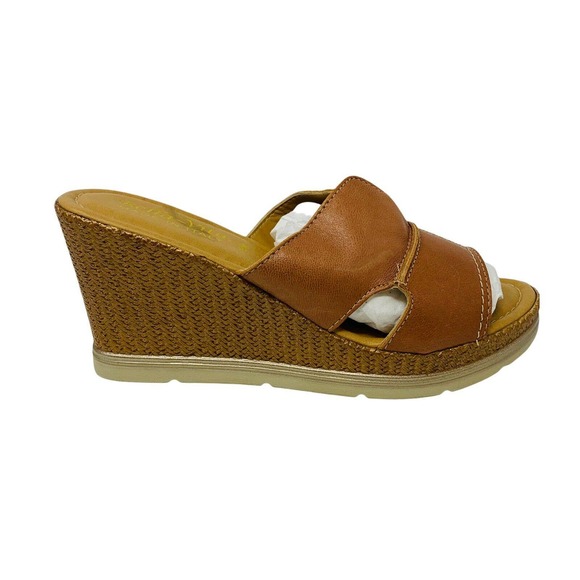Bella Vita Shoes - New Bella Vita Womans Sz 9M Brown Mules Wedges Made In Italy Leather NIB